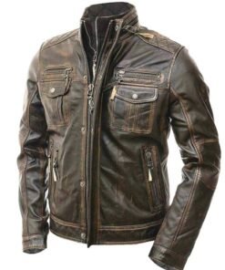 Cafe Racer Vintage Distressed Leather Jacket