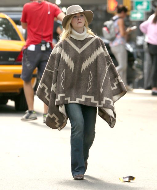 A Rainy Day In New York Elle Fanning Poncho Sweater