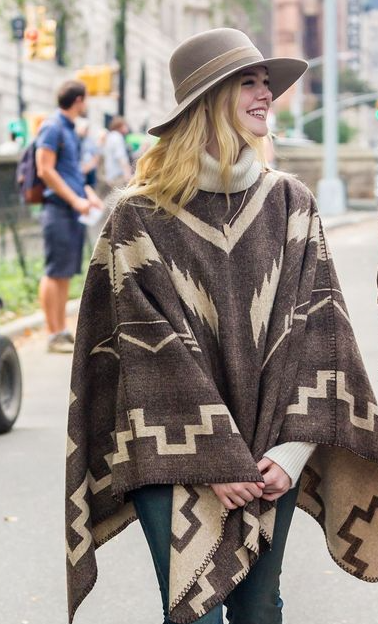 A Rainy Day in New York Elle Fanning Poncho - Free Shipping