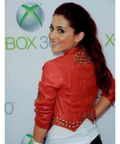 Ariana Grande Red Leather Jacket