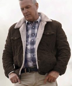 Kevin Costner Faux Fur Lining Suede Leather Jacket