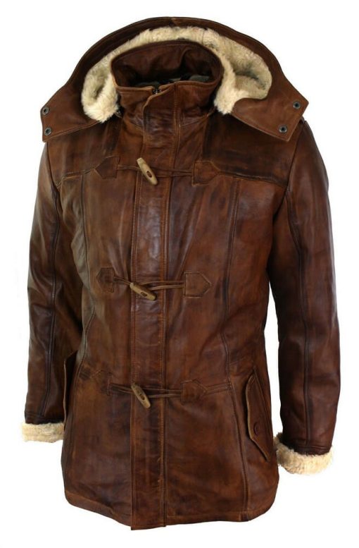 Detachable Hooded Men’s Brown Duffle Coat