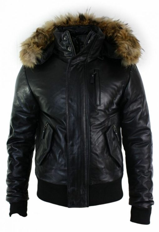 real leather hooded men jacket