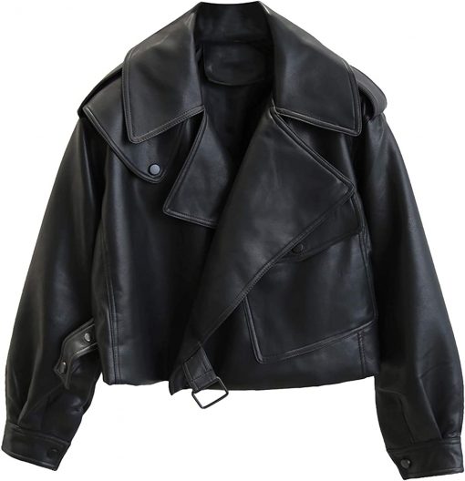Women's Oversized Black Leather jacket