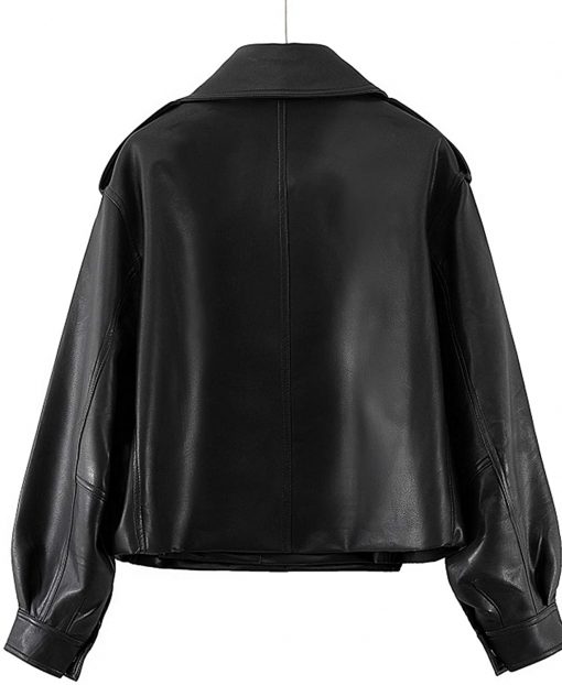 Women's Oversized Black Leather jacket