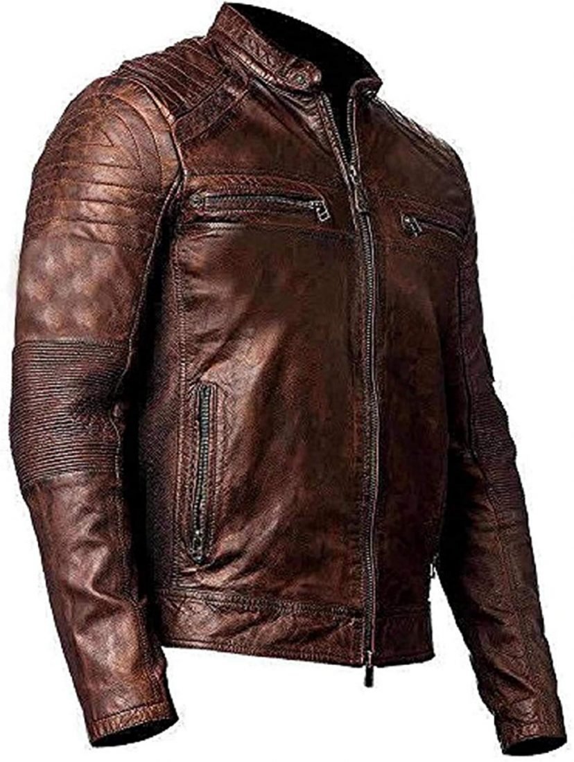 Men’s Best Brown Leather Cafe Racer Jacket | UniversalJacket