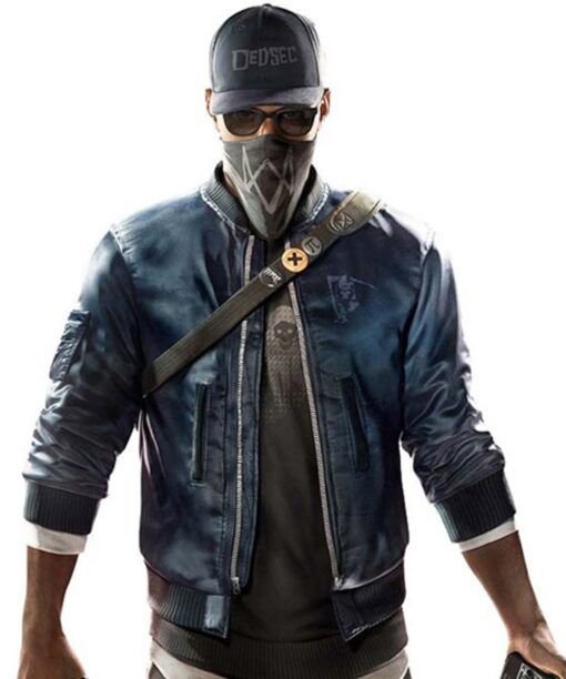 Marcus Holloway Watch Dogs 2 Game Blue Bomber Satin Jacket