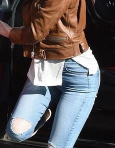 kylie jenner brown leather jacket