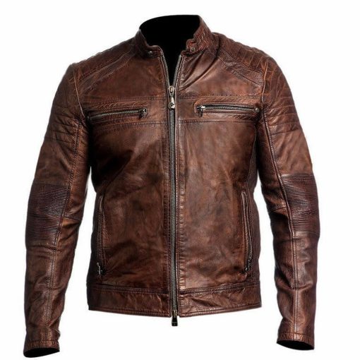 Men’s Best Brown Leather Cafe Racer Jacket