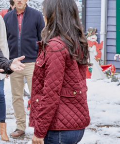 olivia arden you, me & the christmas trees danica mckellar red quilted jacket with hood