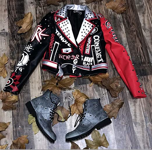 Black Punk Rock Fashion Studded Leather Jacket