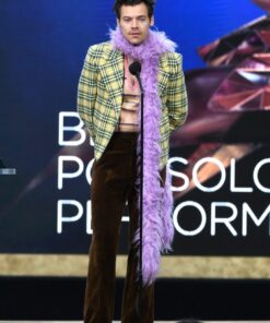 Harry Styles Grammys Yellow Plaid Checkered Blazer 2021