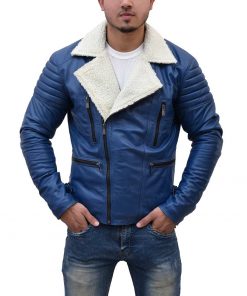 Mens Designer Asymmetrical Shearling Jacket