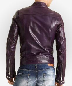 Mens Purple Casual Leather Motorcycle Jackets