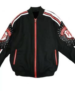Pelle Pelle White and Red Stripe Wool Jacket