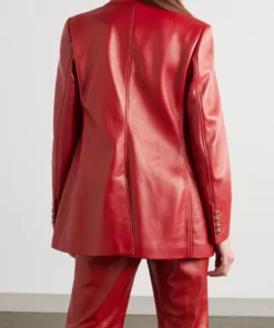 Womens Red Leather Blazer 2021