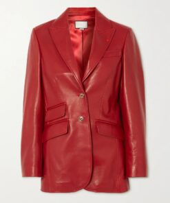 Womens Red Leather Blazer