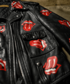 rolling stones tongue leather jacket