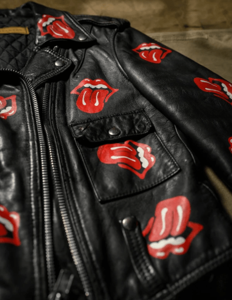 rolling stones tongue leather jacket