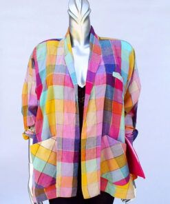 And Just Like That Sarah Jessica Parker Rainbow Check Shirt Jacket
