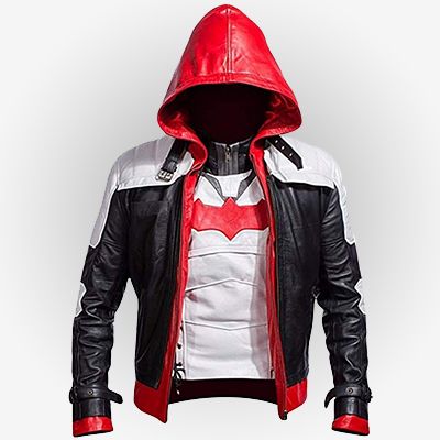 Batman Arkham Red Hood Leather Jacket with Vests