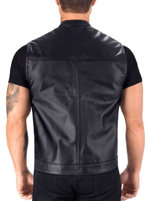 Dapper Black Biker Leather Vest