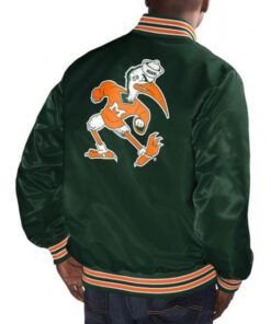 Men’s Miami Hurricanes Green Satin Jacket 2021