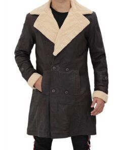 Superfly Trevor Jackson Brown Leather Shearling Coat 2021