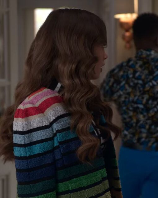 emily in paris s02 lily collins rainbow jacket