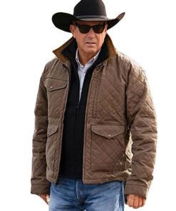 yellowstone season 4 john dutton brown quilted jacket