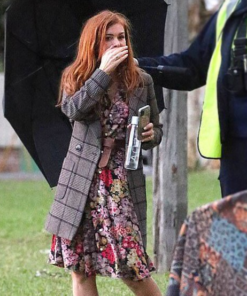 isla fisher tv series wolf like me mary plaid trench coat