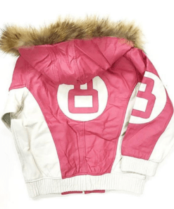 8 Ball Pink Leather Hooded Jacket 2022