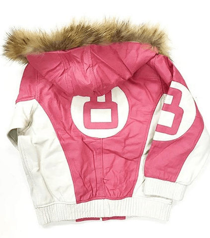 8 Ball Pink Leather Hooded Jacket 2022