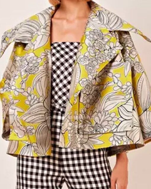 Emily in Paris Lily Collins Yellow Floral Jacket