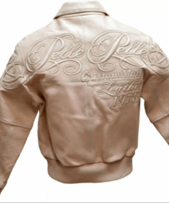 Light Pink Pelle Pelle Embroidered Leather Jacket 2022
