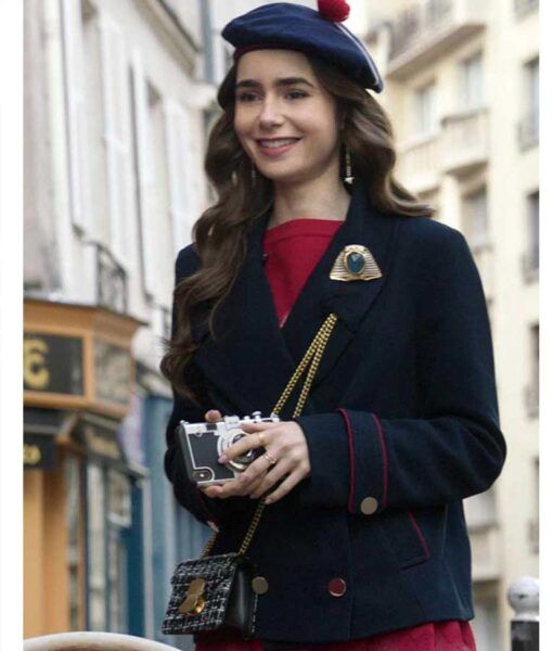 Lily Collins Emily In Paris Emily Cooper Blue Coat