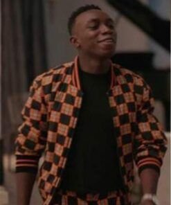 Bel-Air Carlton Banks Orange Check Bomber Jacket