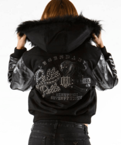 Pelle Pelle Black Fur Hooded Wool Jacket