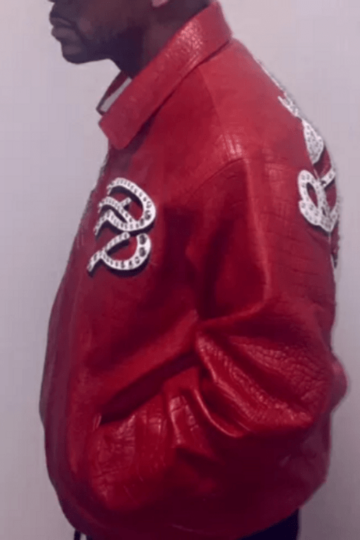 Red Pelle Pelle Greatest Of All Time Leather Jacket with Rib Knitted Cuffs 2022
