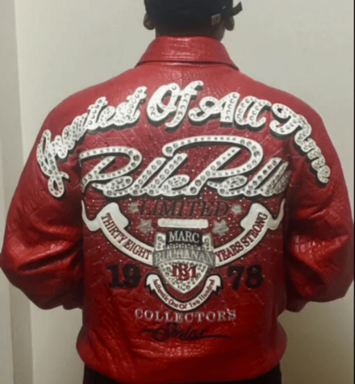 Red Pelle Pelle Greatest Of All Time Leather Jacket with Rib Knitted Cuffs