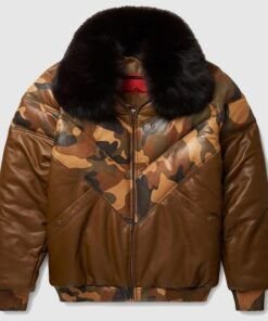 Brown V-Bomber Leather Jacket