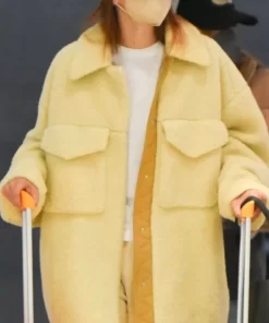 Gigi Hadid Yellow Shearling Coat