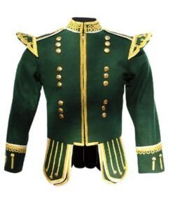 Green Pipe Band Doublet Gold Parade Jacket