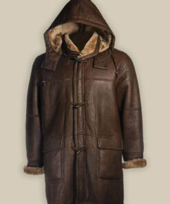 Men-Brown-Shearling-Hoodie-Coat