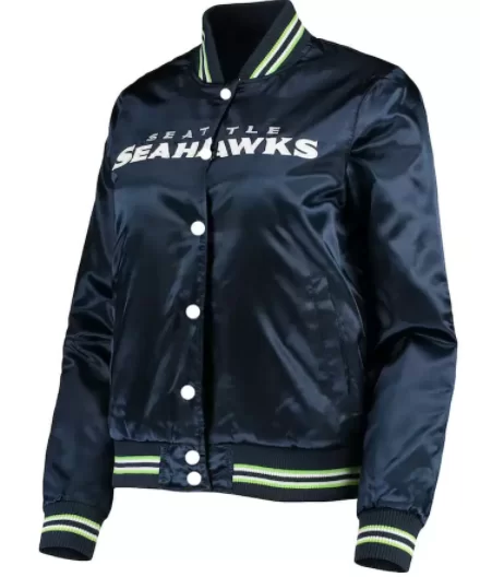 Men Seattle Seahawks College Navy Satin Jacket