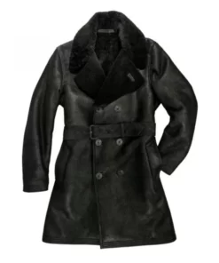 Men’s Black Shearling Trench Coat
