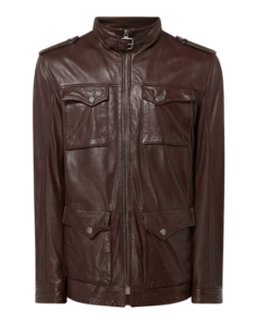 Men’s Classic Chocolate Brown Field Leather Jacket