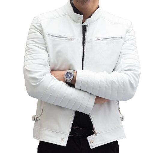 Pearl White Leather Jacket