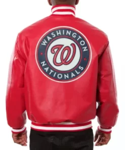 Washington Nationals Red Letterman Leather Jacket