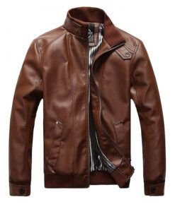 Mens Brown Bomber Leather Jacket